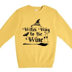 Funny Halloween Witch Way To The Wine Gift Premium Crewneck Sweatshirt