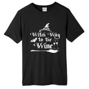 Funny Halloween Witch Way To The Wine Gift Tall Fusion ChromaSoft Performance T-Shirt