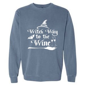 Funny Halloween Witch Way To The Wine Gift Garment-Dyed Sweatshirt