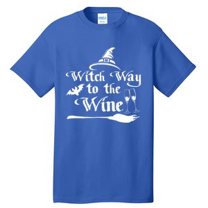 Funny Halloween Witch Way To The Wine Gift Tall T-Shirt