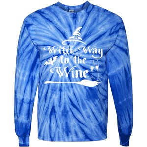 Funny Halloween Witch Way To The Wine Gift Tie-Dye Long Sleeve Shirt