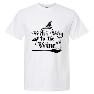 Funny Halloween Witch Way To The Wine Gift Garment-Dyed Heavyweight T-Shirt