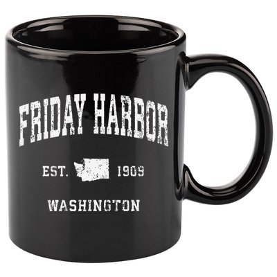 Friday Harbor Washington Wa Vintage Athletic Sports 11oz C Handle Ceramic Mug