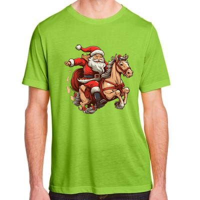 Funny Horse With Santa Claus For Christmas Holidays Adult ChromaSoft Performance T-Shirt