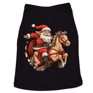 Funny Horse With Santa Claus For Christmas Holidays Doggie Tank