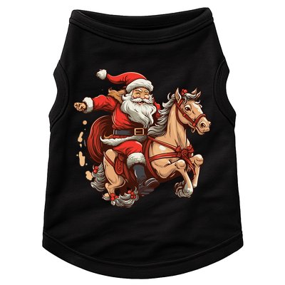 Funny Horse With Santa Claus For Christmas Holidays Doggie Tank