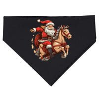 Funny Horse With Santa Claus For Christmas Holidays USA-Made Doggie Bandana