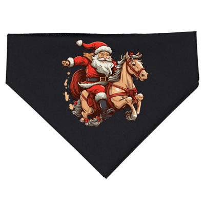 Funny Horse With Santa Claus For Christmas Holidays USA-Made Doggie Bandana