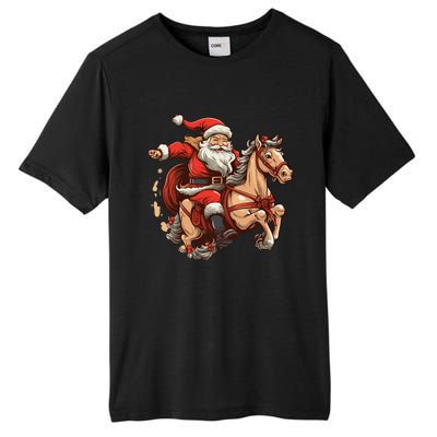 Funny Horse With Santa Claus For Christmas Holidays Tall Fusion ChromaSoft Performance T-Shirt