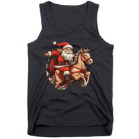 Funny Horse With Santa Claus For Christmas Holidays Tank Top