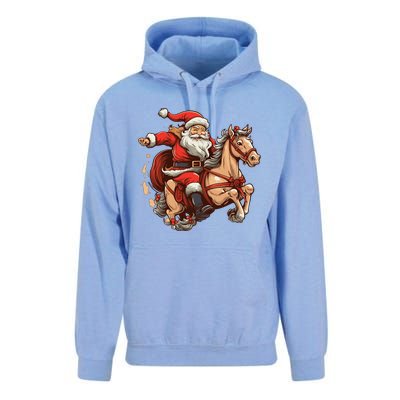 Funny Horse With Santa Claus For Christmas Holidays Unisex Surf Hoodie