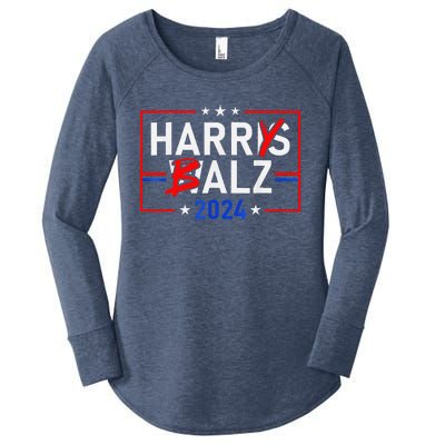 Funny Harris Walz 24 Harry Balz 2024 Meme Democratics Vote Women's Perfect Tri Tunic Long Sleeve Shirt