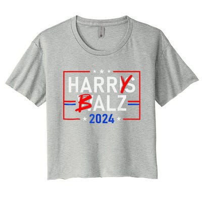 Funny Harris Walz 24 Harry Balz 2024 Meme Democratics Vote Women's Crop Top Tee