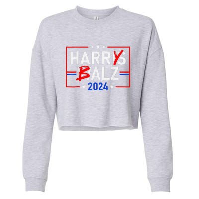 Funny Harris Walz 24 Harry Balz 2024 Meme Democratics Vote Cropped Pullover Crew