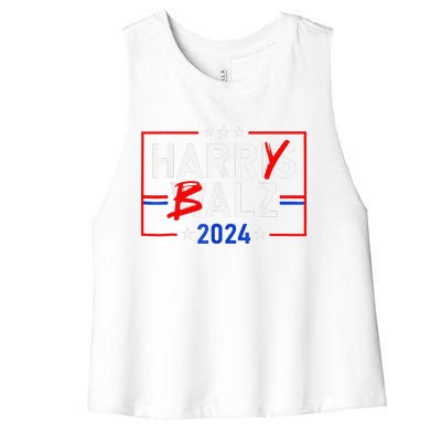 Funny Harris Walz 24 Harry Balz 2024 Meme Democratics Vote Women's Racerback Cropped Tank