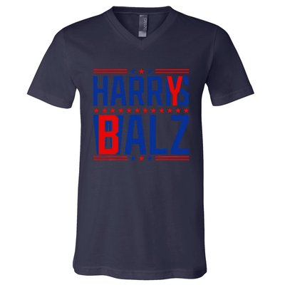 Funny Harris Walz 24 Harry Balz 2024 Meme Democratics Vote V-Neck T-Shirt