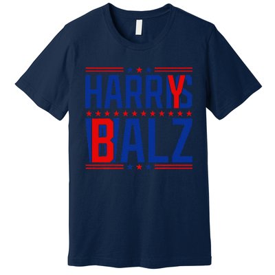 Funny Harris Walz 24 Harry Balz 2024 Meme Democratics Vote Premium T-Shirt