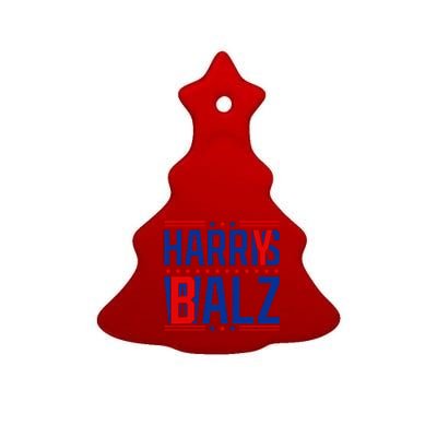 Funny Harris Walz 24 Harry Balz 2024 Meme Democratics Vote Ceramic Tree Ornament