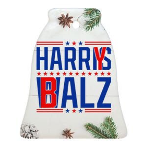 Funny Harris Walz 24 Harry Balz 2024 Meme Democratics Vote Ceramic Bell Ornament