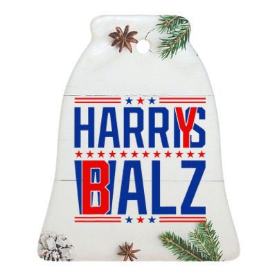 Funny Harris Walz 24 Harry Balz 2024 Meme Democratics Vote Ceramic Bell Ornament