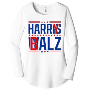 Funny Harris Walz 24 Harry Balz 2024 Meme Democratics Vote Women's Perfect Tri Tunic Long Sleeve Shirt