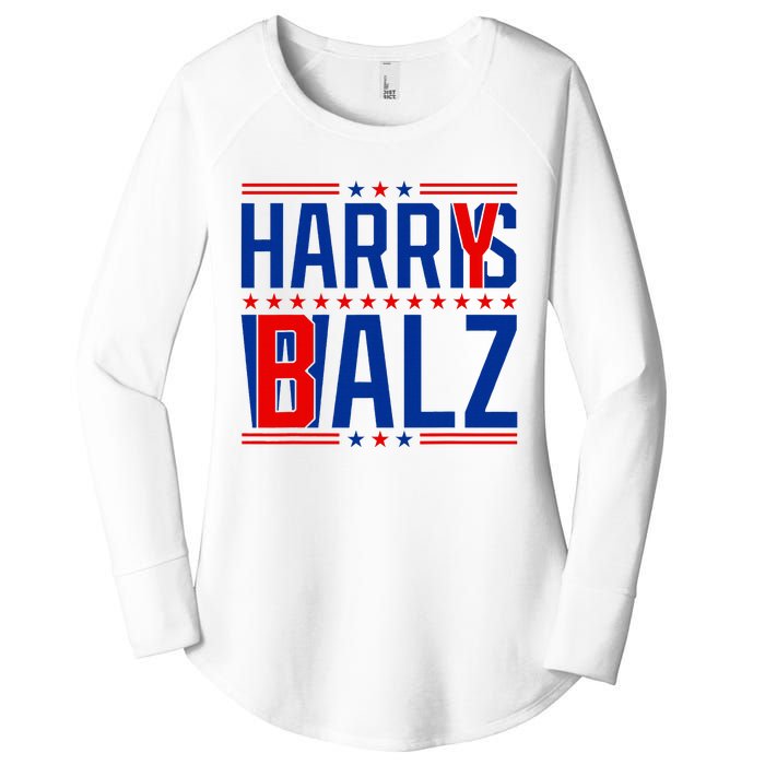 Funny Harris Walz 24 Harry Balz 2024 Meme Democratics Vote Women's Perfect Tri Tunic Long Sleeve Shirt