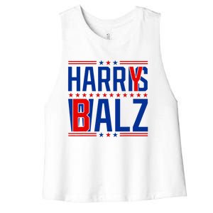 Funny Harris Walz 24 Harry Balz 2024 Meme Democratics Vote Women's Racerback Cropped Tank