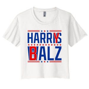 Funny Harris Walz 24 Harry Balz 2024 Meme Democratics Vote Women's Crop Top Tee