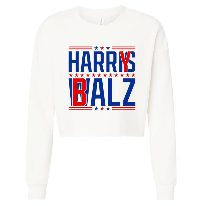 Funny Harris Walz 24 Harry Balz 2024 Meme Democratics Vote Cropped Pullover Crew