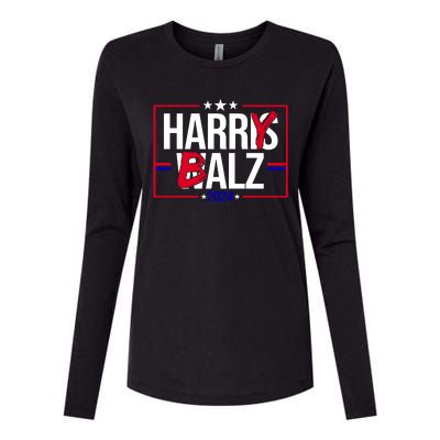 Funny Harris Walz 24 Harry Balz 2024 Political Meme Womens Cotton Relaxed Long Sleeve T-Shirt