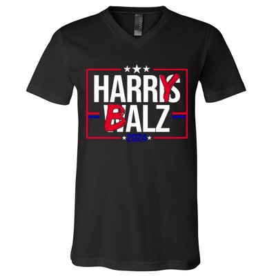 Funny Harris Walz 24 Harry Balz 2024 Political Meme V-Neck T-Shirt