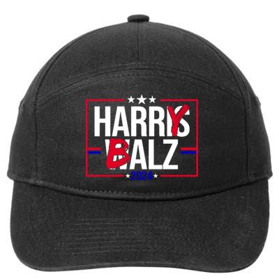 Funny Harris Walz 24 Harry Balz 2024 Political Meme 7-Panel Snapback Hat