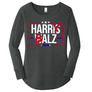 Funny Harris Walz 24 Harry Balz 2024 Political Meme Women's Perfect Tri Tunic Long Sleeve Shirt