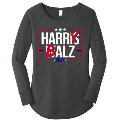 Funny Harris Walz 24 Harry Balz 2024 Political Meme Women's Perfect Tri Tunic Long Sleeve Shirt