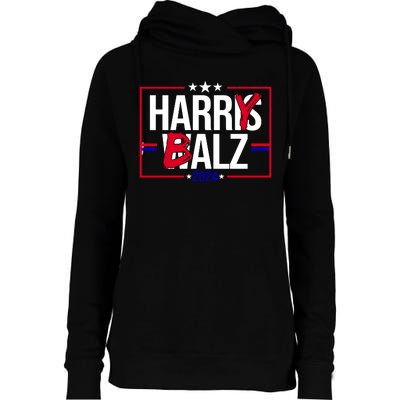 Funny Harris Walz 24 Harry Balz 2024 Political Meme Womens Funnel Neck Pullover Hood