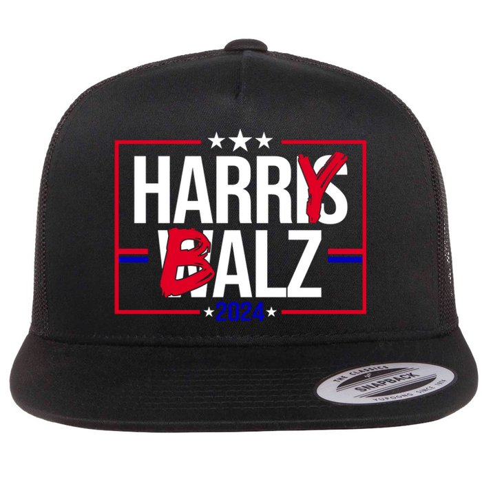 Funny Harris Walz 24 Harry Balz 2024 Political Meme Flat Bill Trucker Hat