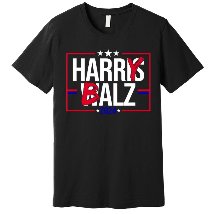 Funny Harris Walz 24 Harry Balz 2024 Political Meme Premium T-Shirt