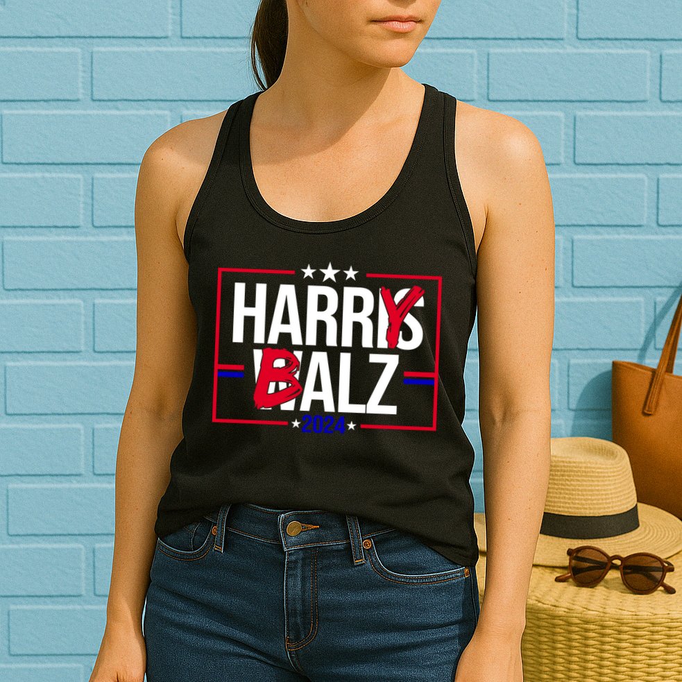 Funny Harris Walz 24 Harry Balz 2024 Political Meme Womens Tank Top