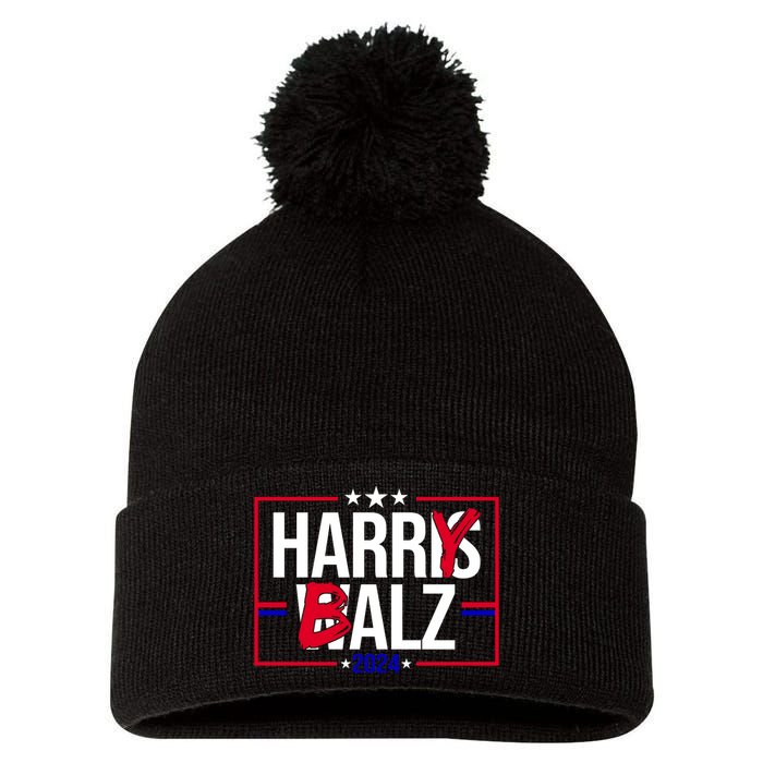 Funny Harris Walz 24 Harry Balz 2024 Political Meme Pom Pom 12in Knit Beanie