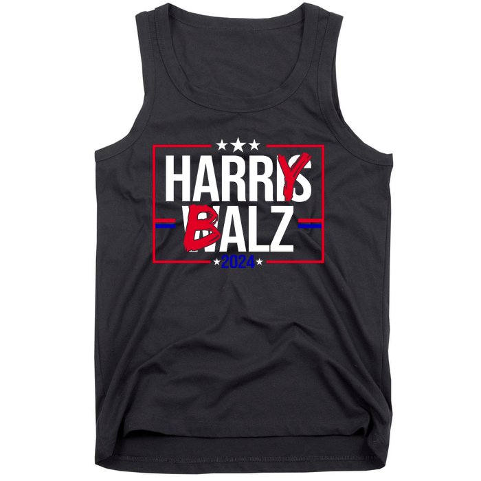 Funny Harris Walz 24 Harry Balz 2024 Political Meme Tank Top