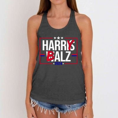 Funny Harris Walz 24 Harry Balz 2024 Political Meme Women's Knotted Racerback Tank