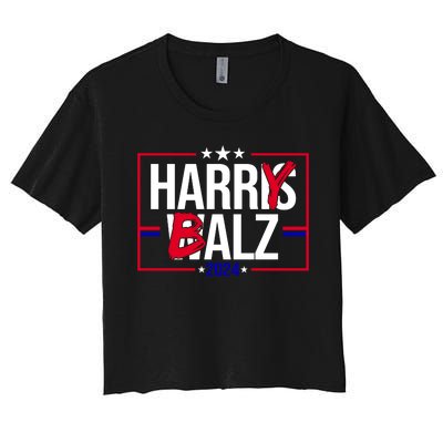 Funny Harris Walz 24 Harry Balz 2024 Political Meme Women's Crop Top Tee