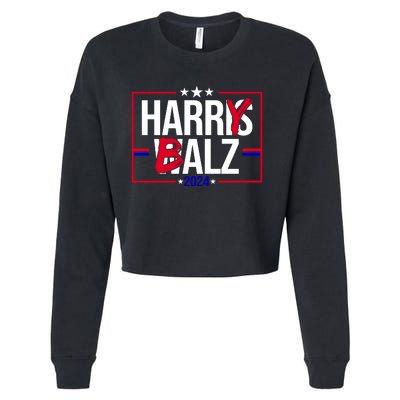 Funny Harris Walz 24 Harry Balz 2024 Political Meme Cropped Pullover Crew