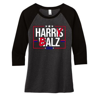 Funny Harris Walz 24 Harry Balz 2024 Political Meme Women's Tri-Blend 3/4-Sleeve Raglan Shirt