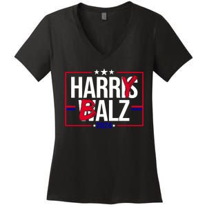 Funny Harris Walz 24 Harry Balz 2024 Political Meme Women's V-Neck T-Shirt