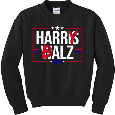 Funny Harris Walz 24 Harry Balz 2024 Political Meme Kids Sweatshirt