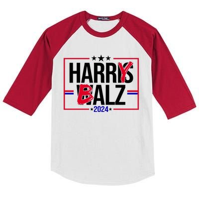 Funny Harris Walz 24 Harry Balz 2024 Political Meme Kids Colorblock Raglan Jersey