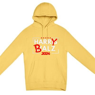 Funny Harris Walz 24 Hairy Balz 2024 Meme Democratics Vote Premium Pullover Hoodie