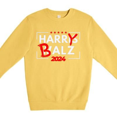 Funny Harris Walz 24 Hairy Balz 2024 Meme Democratics Vote Premium Crewneck Sweatshirt