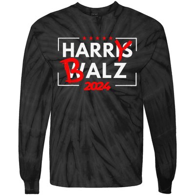 Funny Harris Walz 24 Hairy Balz 2024 Meme Democratics Vote Tie-Dye Long Sleeve Shirt